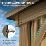 YITAHOME Gazebo 12x14ft Hardtop Heavy Duty Double Roof Outdoor Upgraded Galvanized w/Nettings Curtains Steel Combined of Horizontal Vertical Stripes Roof for Patio, Backyard, Deck, Lawn (Bronze) YITAHOME