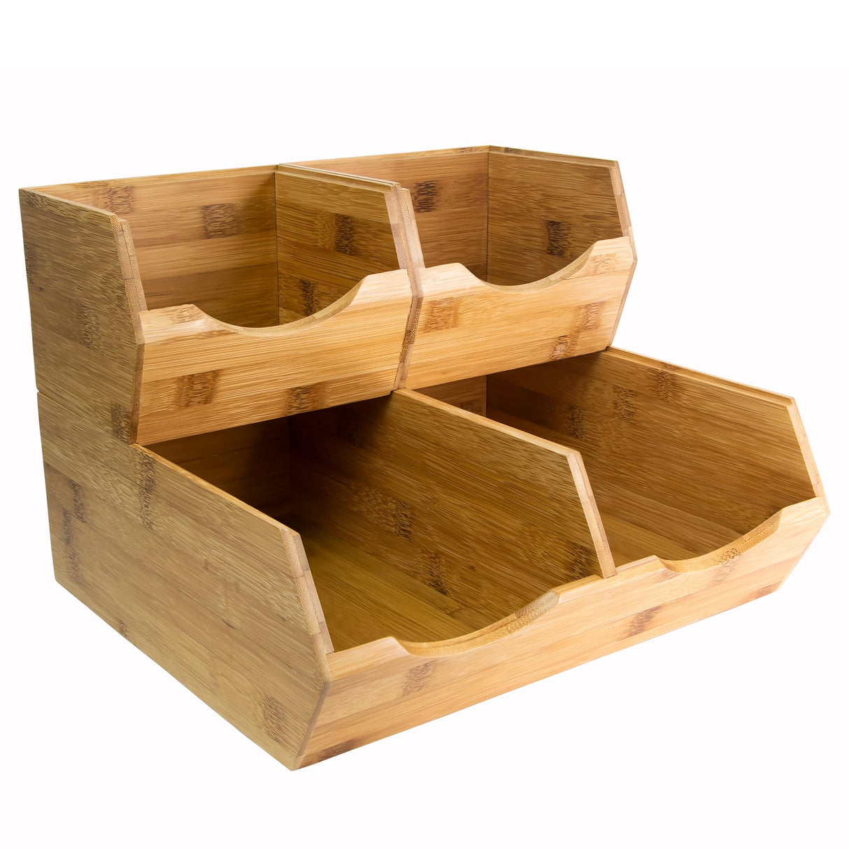 HOMESTEAD Bamboo Pantry Storage Bins - Stackable Baskets, Potato and Onion Storage for Pantry Organization, Set 3 Pieces HOMESTEAD