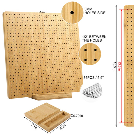 Aulin 15.5"" x 15.5"" Foldable Crochet Blocking Board with Pegs | 35 Stainless Steel Rod Pins - Upgrade Large Blocking Boards for Crochet Projects, Gifts for Crocheters, Mothers, Grandmothers Aulin