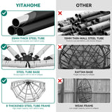 YITAHOME Egg Chair Swing Hanging Outdoor Wicker Hammock Chairs Indoor with Steel Stand UV Resistant Cushion 330lbs for Patio, Bedroom, Garden and Balcony - Gray YITAHOME