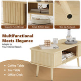 LAZZO Coffee Table with Storage Center Table for Living Room Rectangle Coffee Table with Rounded Edges,Easy Assembly, Natural Wood LAZZO