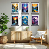 MISCER 6 Pack Landscapes Paint by Numbers Kit for Adults Beginner, Paint by Number Kits, DIY Acrylic Oil Painting Suitable for Home Decoration (8 * 12 Inch) MISCER