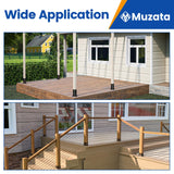 Muzata 4Pack Adjustable Post Base Brackets Deck Post Anchor Fit 1.5x1.5,2x2,2x4,4x4 Post Heavy Duty Wood Fence Pergola Post Base Support Black Half Column for Deck Railing Mailbox WT32 Muzata