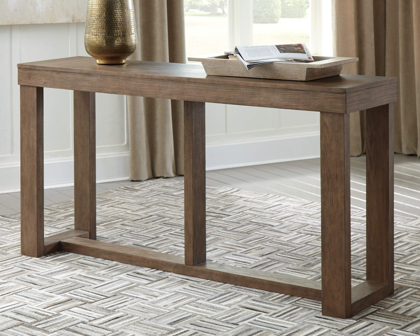 Signature Design by Ashley Cariton Contemporary Sofa Console Table, Grayish Brown - WoodArtSupply