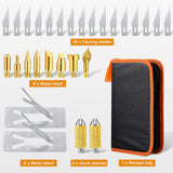 30 Pieces Electric Hot Knife Cutter Tools Multipurpose Knife Stencil Cutter Wooden Burning Tool with 2 Metal Stand, 16 Blades, 2 Chuck Sleeves for Cutting Carving Soft Thin Foam Cloth Honoson