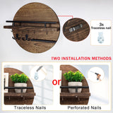 Key Holder for Wall Decorative with Shelf and Hooks, Unique Mail Organizer Wall Mount with Sunglasses Holder, Cute Circular Design Entryway Key Rack Hanger, Rustic Home Decor Boho Wall Decor dreampossible