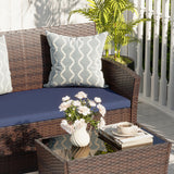 LUCIMUNDI 4 Piece Outdoor Patio Furniture Set, All-Weather Wicker Conversation Sets Include Coffee Table, Armchair, Loveseat, Sectional Furniture for Indoor Outdoor Backyard Pool Garden (Brown & Blue) LUCIMUNDI