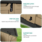 YITAHOME Outdoor Horizontal Storage Sheds w/o Shelf, 35 Cu Ft Lockable Resin Waterproof Shed, Ideal for Garden Tools, Easy to Assemble, Brown YITAHOME