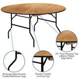 Flash Furniture Furman 5' Round All-Occasion Wood Folding Event Table, Foldable Round Portable Banquet Table with Wooden Top, Natural/Black Flash Furniture