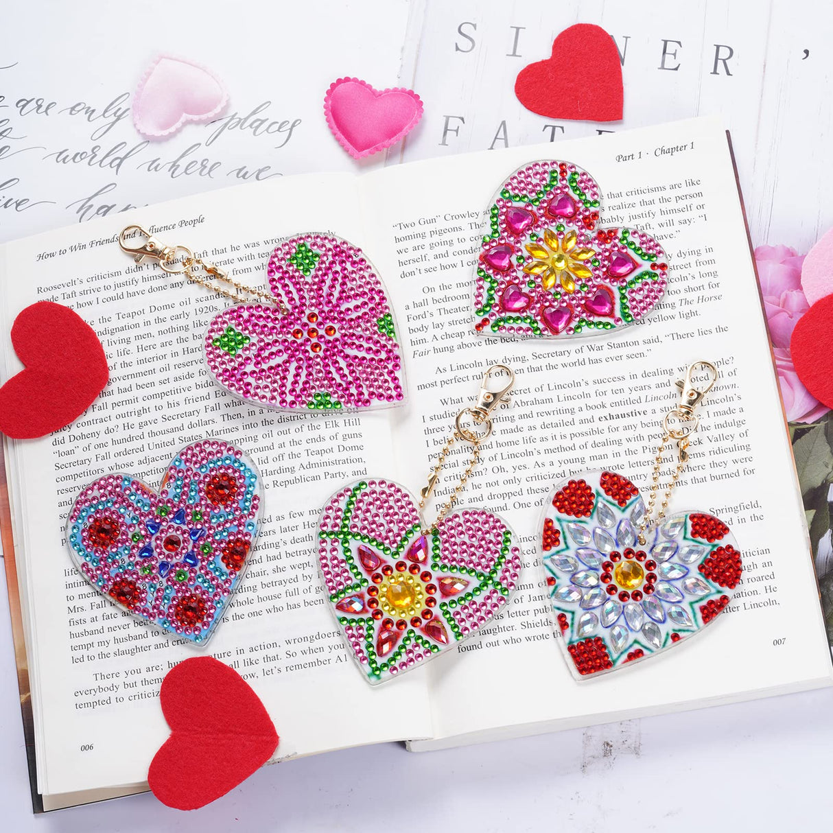 choyaxo 10 Pack Valentine's Day Diamond and Painting Keychain DIY Diamond and Painting Kits for Adult Beginners Love Heart Keychain choyaxo