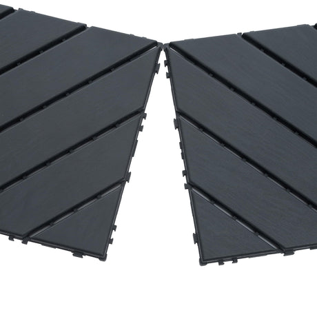 kejector 44 Pack Plastic Interlocking Deck Tiles,Patio Deck Tiles 12"x12" Square Waterproof Flooring Outdoor All Weather Use Slip-Resistant Decking Tiles for Poolside Balcony Backyard,Twill Lines kejector