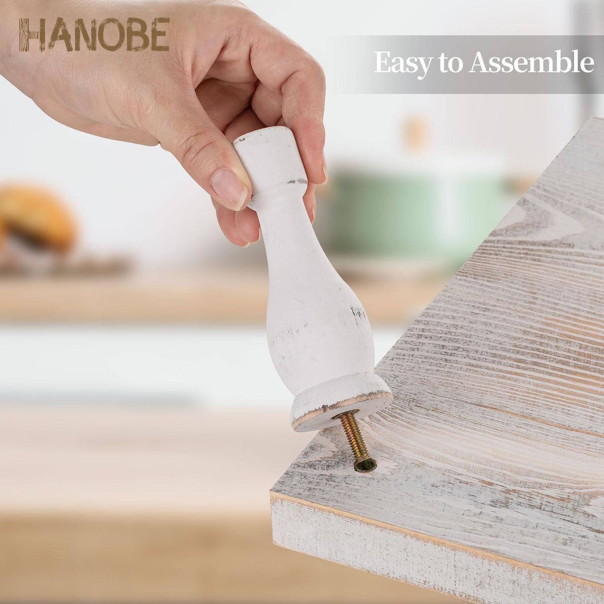 Hanobe Wooden Riser Decorative Tray: Farmhouse Wood Pedestal Display Stand Rustic Whitewashed Tray Riser Centerpiece for Coffee Bar Kitchen Dining Room Home Table Decor, Short & Tall Footed Hanobe