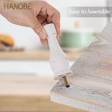Hanobe Wooden Riser Decorative Tray: Farmhouse Wood Pedestal Display Stand Rustic Whitewashed Tray Riser Centerpiece for Coffee Bar Kitchen Dining Room Home Table Decor, Short & Tall Footed Hanobe