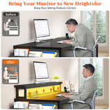 EnHomme 56.5" Computer Desk with Power Outlets,Home Office Desk with Fabric File Cabinet,Study Writing Gaming Desk with Monitor Shelf,Work Table with Printer Space,Black EnHomee