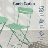 Best Choice Products 3-Piece Bistro Set, Space Saving Folding Design, Solid Steel, Outdoor Patio Furniture Set w/ 2 Chairs, Bistro Table - Sage Best Choice Products