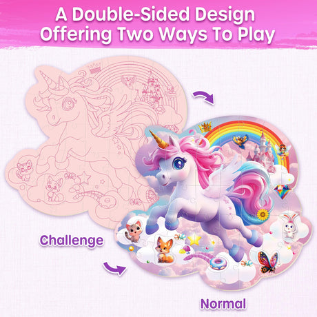 SYNARRY Unicorn Floor Puzzles for Kids Ages 4-6, Large 45 Piece Floor Puzzles for Kids Ages 4-8, Puzzles for Toddlers 2-4, Unicorn Toys Gifts for 3 4 5 6 7 8 Year Old Girls SYNARRY