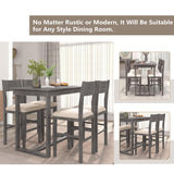 LUMISOL 5-Piece Grey Farmhouse Counter Height Dining Set with Upholstered Chairs LUMISOL