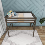 Max & Lily Full Size High Loft Bed with End Ladder in Clay - Sturdy Solid Wood Frame for Kids/Teens Max & Lily