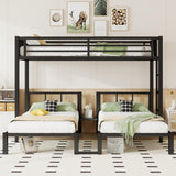 Mirightone Heavy-Duty Triple Bunk Beds for Kids, Metal Triple Twin Bunk Bed, 3 Bed Bunk Beds for Teens Girls Boys,Can be Separated into 3 Twin Beds, Black Mirightone