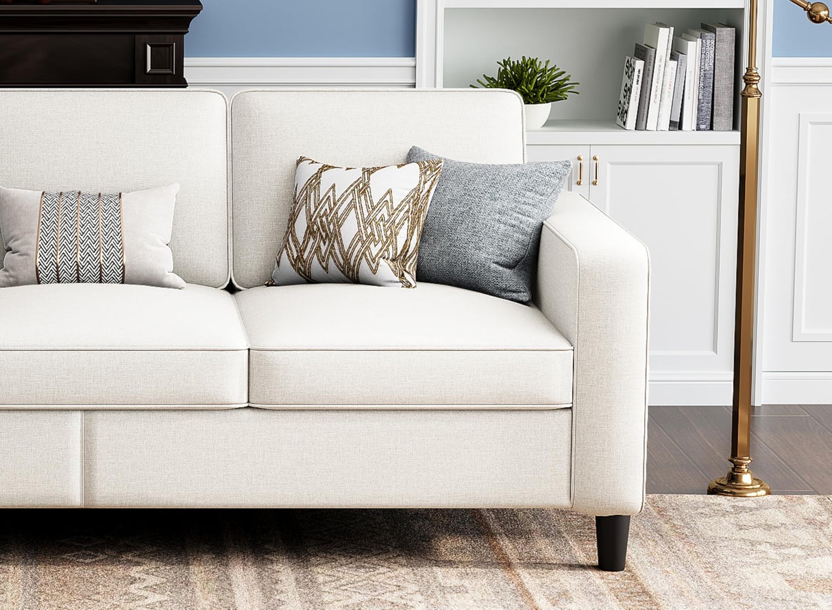 Sectional Sofas Couches for Living Room Convertible 3-Seater 78" L Shaped Couch for Small Spaces, Beige Pet-Friendly Modern Linen Fabric Sofa & Washable Covers Ideal for Apartments Studios Dorms Woyomeub