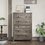 AMERLIFE 5 Drawers Dresser for Bedroom, Farmhouse Wooden 47" Tall Dresser for Closet, Natural Texture Chest of Drawers for Bedroom, Living Room, Hallway and Entryway, Rustic Grey AMERLIFE