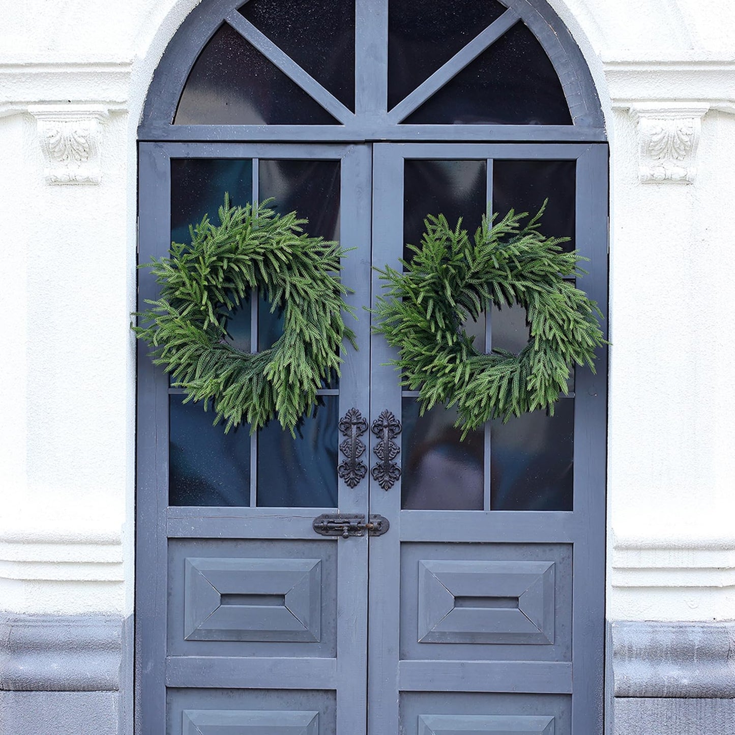 Real Touch Norfolk Pine Wreath - 24" Artificial Christmas Wreath Faux Pine Green Wreath for Front Door, Wall, Windows, Xmas Decoration