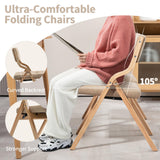 HOMEFUN Folding Chairs with Cushion, Wooden Padded Folding Chairs 4 Pack, Portable and Assembled Folding Dining Chair for Guests Kitchen Office Wedding and Party, Khaki HOMEFUN