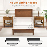 Giantex Wood Twin Bed Frames with Headboard, Mid Century Platform Bed Frame with Solid Wood Legs & Wooden Slat Support, Twin Bed Frames for Kids Adults, Walnut Bed Giantex