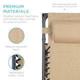 Best Choice Products Folding Zero Gravity Outdoor Recliner Patio Lounge Chair w/Adjustable Canopy Shade, Headrest, Side Accessory Tray, Textilene Mesh - Beige Best Choice Products