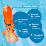 Estes 7295 Orange Bullet Rocket-Building Kit, Intermediate Flying-Rocket-Model Kit for Ages 10+ Estes