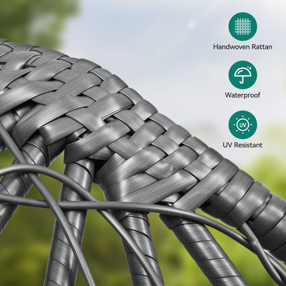 YITAHOME Egg Chair Wicker Indoor Outdoor Oversized Large Lounger with Stand Cushion Leveling Feet Egg Basket Chair 330lbs Capacity for Patio, Bedroom, Living Room, Garden, Backyard, Balcony-Grey YITAHOME