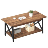 GreenForest Coffee Table with Storage, 39inch Modern Coffee Tables for Living Room, X-Frame Design Farmhouse Coffee Table Space Saving Living Room Tables, Easy Assembly, Walnut GreenForest
