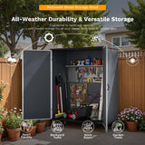 Patiowell 5 x 3 FT Plastic Outdoor Storage Shed, Resin Waterproof Cabinet with Stable Roof and Lockable Doors for Patio Furniture, Pool Accessories and Tools, Dark Grey Patiowell