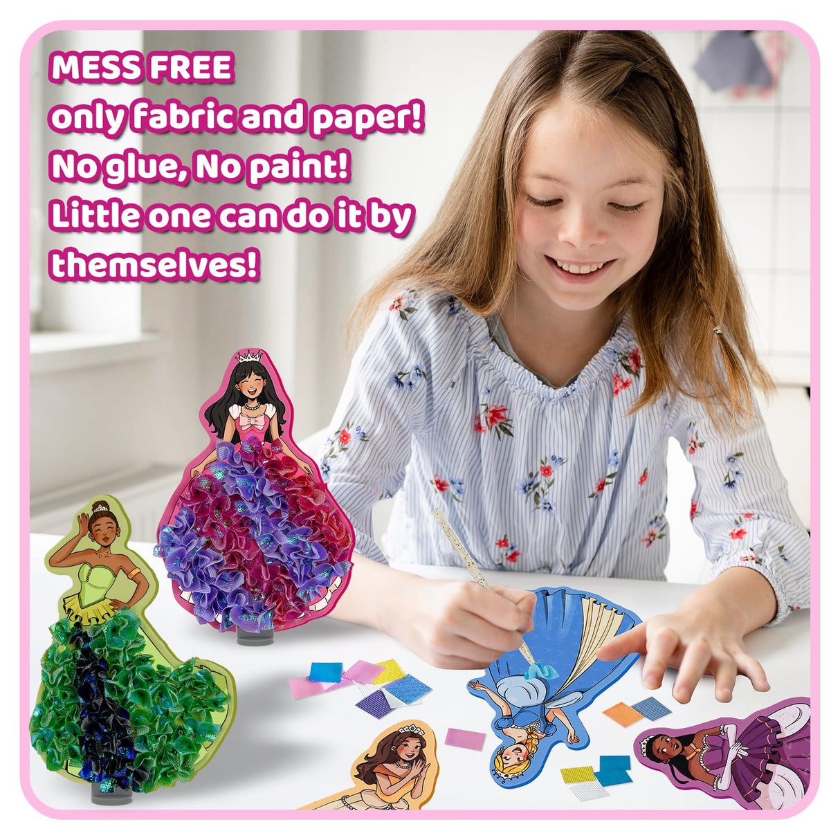 8 Packs Poke in Crafts Art Kits for Girl, Magical Prienceses Mess Free Kids' Paper Craft Kits, Birthday Gift for Girls 4 5 6 7 8 9 Years Old, DIY Presents, Mess Free Art Activity ATFUNSHOP