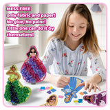 8 Packs Poke in Crafts Art Kits for Girl, Magical Prienceses Mess Free Kids' Paper Craft Kits, Birthday Gift for Girls 4 5 6 7 8 9 Years Old, DIY Presents, Mess Free Art Activity ATFUNSHOP