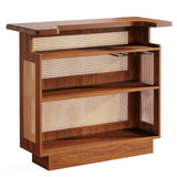 Tribesigns Home Bar Unit, 4-Tier Liquor Bar Table, Mini Bar with Wine Racks and Glass Holder, Farmhouse Bar Cabinet for Home Kitchen Pub, Caramel Brown Tribesigns