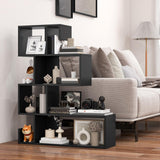 Giantex 5-Tier S-Shaped Bookshelf, Geometric Bookcase w/Open Cubes, Modern Decorative Display Shelf w/Anti-Toppling Kits, Freestanding Storage Rack for Living Room, Study, Home, Office, Black Giantex