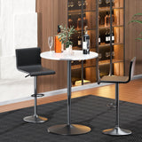 MoNiBloom Pub Round Table White Wood Texture Top with Metal Base and with Adjustable Height, 23.5" Diameter Modern Cocktail Bistro Table for Dining Bistro Cafe Home Bar (White) MoNiBloom