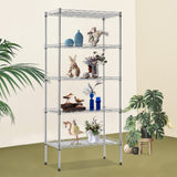 FDW 5 Tier 22L x 12W x 48H Pantry Shelves Adjustable Metal Shelves NSF Storage Rack Shelving Units for Kitchen Garage Small Places Commercial,Chrome FDW