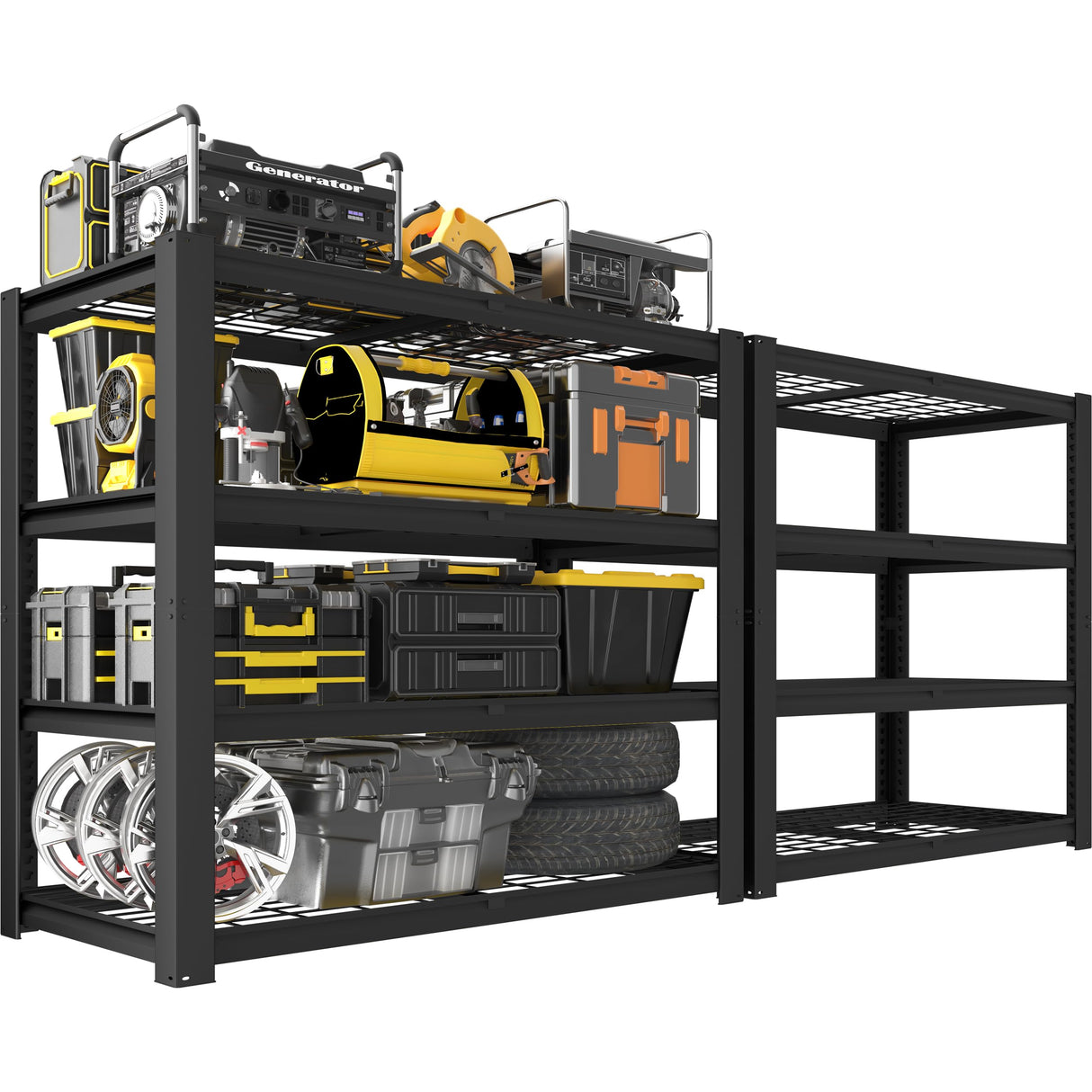 PrimeZone Heavy Duty Storage Shelves - 40" W X 20" D X 60" H Adjustable Garage Wire Shelving Unit, 4 Tier Industrial Metal Shelf Standing Utility Rack for Warehouse, Pantry, Basement, Black, 2 Pack PrimeZone