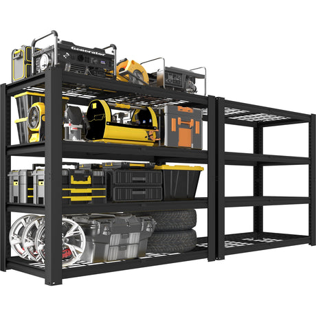 PrimeZone Heavy Duty Storage Shelves - 40" W X 20" D X 60" H Adjustable Garage Wire Shelving Unit, 4 Tier Industrial Metal Shelf Standing Utility Rack for Warehouse, Pantry, Basement, Black, 2 Pack PrimeZone