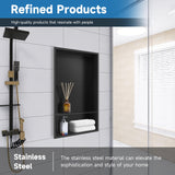 Greenspring 12" X 25" Stainless Steel Shower Niche Insert Tile Ready, Niche for Shower Wall, 2-Tier Recessed Shelves No Tile Needed for Bathroom Storage, Matte Black Greenspring