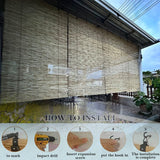 Outdoor Bamboo Roll-up Shades for Porch Patio Privacy Screen, Bamboo Blinds for Windows, 28" 34" 40" 42" 56" 66" 70" 76" UV Resistant Reed Roller Shades with Lifter, Cordless Blackout Curtains KAKVSRBPER