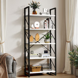 YITAHOME Modern White 5-Tier Bookshelf - Versatile Storage Rack for Home and Office YITAHOME