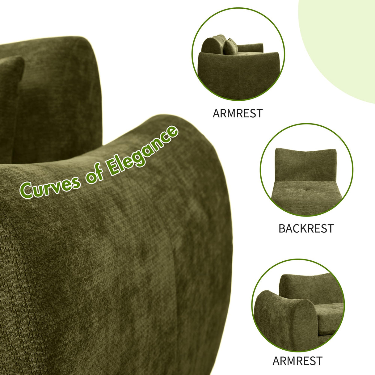 Opiesit 101.6" Modular Sectional Cloud Sofa,Floor Boneless Couch, 4-in-1 Folding Convertible Sofa Bed, Modular Cushion Couch,Suitable for Living Room,Bedroom and Recreation Room (Green) Opiesit