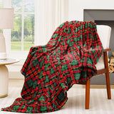 Touchat Fleece Throw Blankets, Buffalo Plaid Throw Blanket for Couch Sofa Bed, Soft Warm Fuzzy Cozy Plush Checkered Blanket, Lightweight Farmhouse Decor (Red and Green Plaid, 50“ x60”) Touchat
