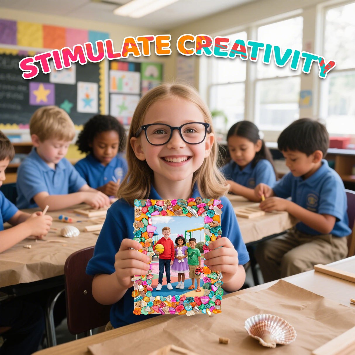 Joyclub DIY Mosaic Photo Frame Craft Kit Mosaic Kits for Kids and Adults Creative Arts and Crafts Mosaic Tiles Home Decor Handmade Christmas Birthday Gifts for Girls Ages 6-12 Joyclub