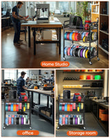 3D Printer Filament Storage Rack- Rolling Filament Spool Holders Racks with Wheels, Heavy Duty Metal Shelf for PLA/ABS/TPU/Nylon, Filaments Organzied for 3D Printing Studio, Office Workshop (Brown) Rackgolfic