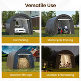 Kiss the Water Carport, Round Portable Garage, Steel Heavy Duty Carport with Ground Stakes, Tensioner and 2 Roll Up Windows PE Fabric Car Port, Garage, Storage Shed, Tent for Storage, SUV (10x15 Ft) Kiss the Water