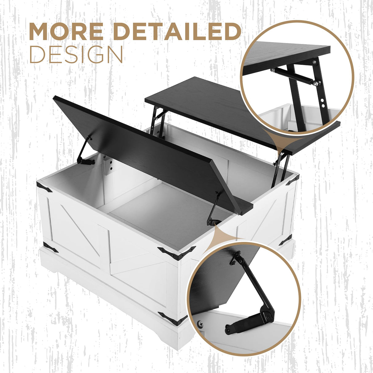 KIGOTY Lift Top Coffee Table with Storage, 31.5" Square Coffee Table, Rustic Storage Coffee Table,Farmhouse Center Table with Hidden Compartment for Living Room,White KIGOTY